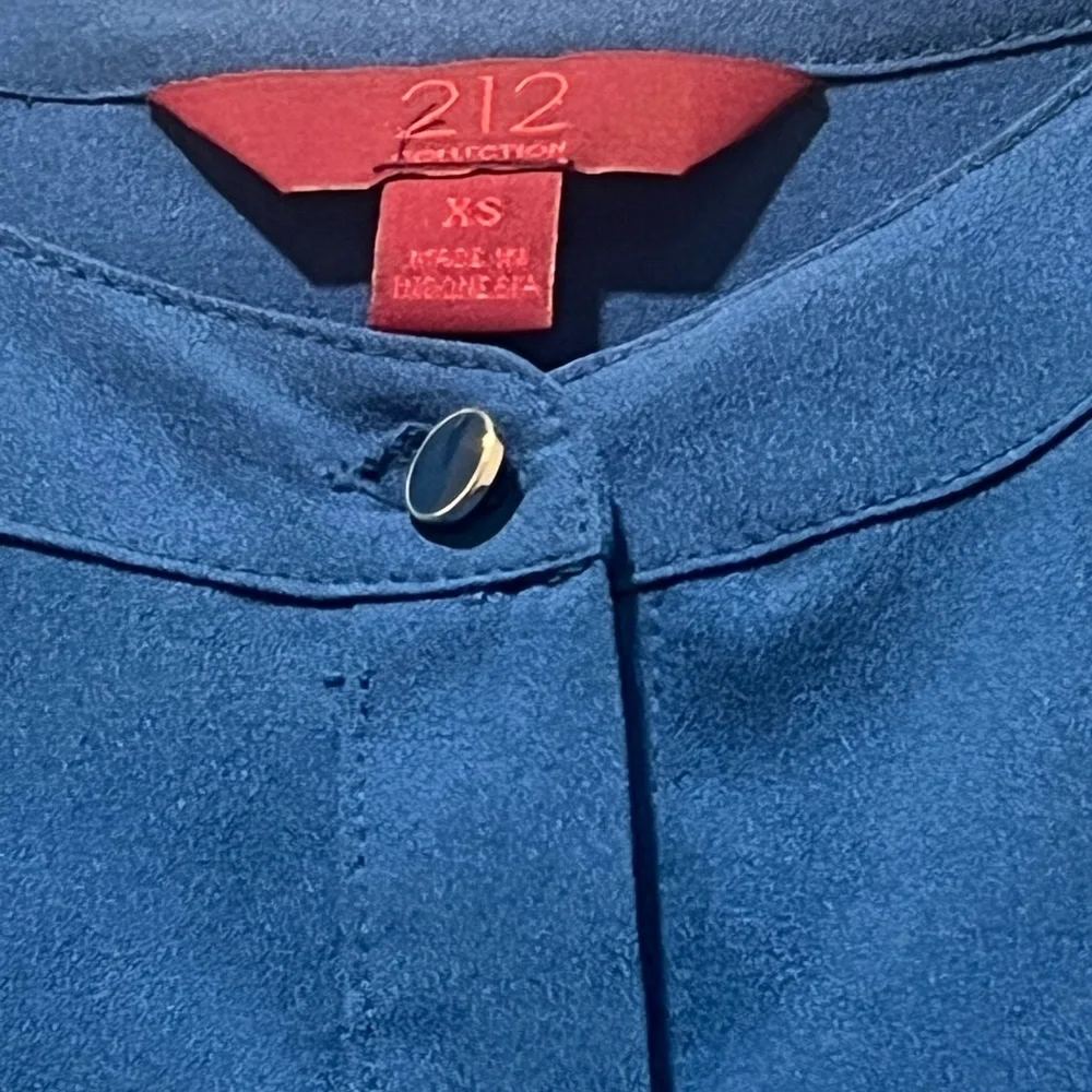 212 Collection Blue Mandarin Collar Long Sleeve Shirt - Picture 2 of 4